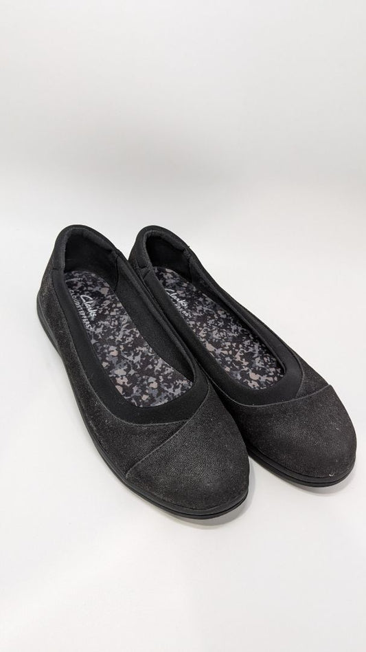 Clarks Black Breeze Ayla Round Toe Flats