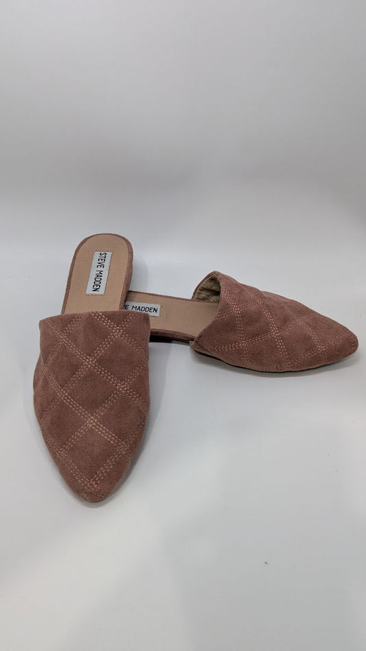 Steve Madden Pink Quilted Faux-Suede Mules