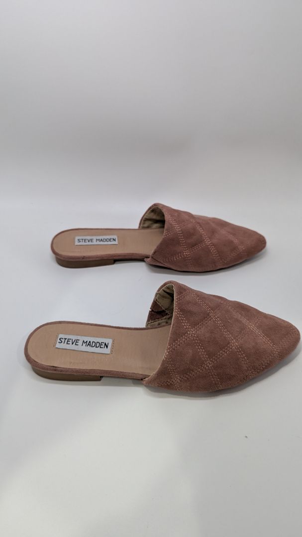 Steve Madden Pink Quilted Faux-Suede Mules