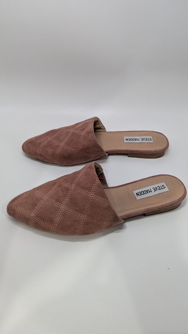 Steve Madden Pink Quilted Faux-Suede Mules