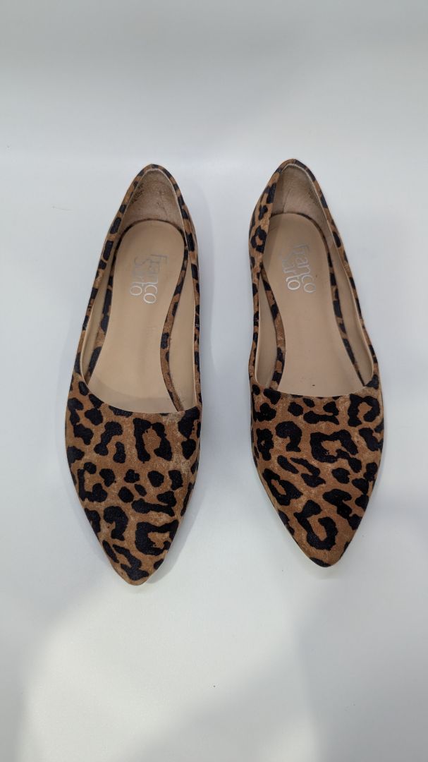 Franco Sarto Brown/Black Animal Print Pointed-Toe Flats