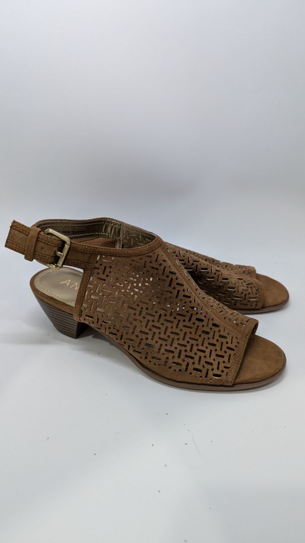 Anne Klein Tan Peep-Toe Heeled Sandals