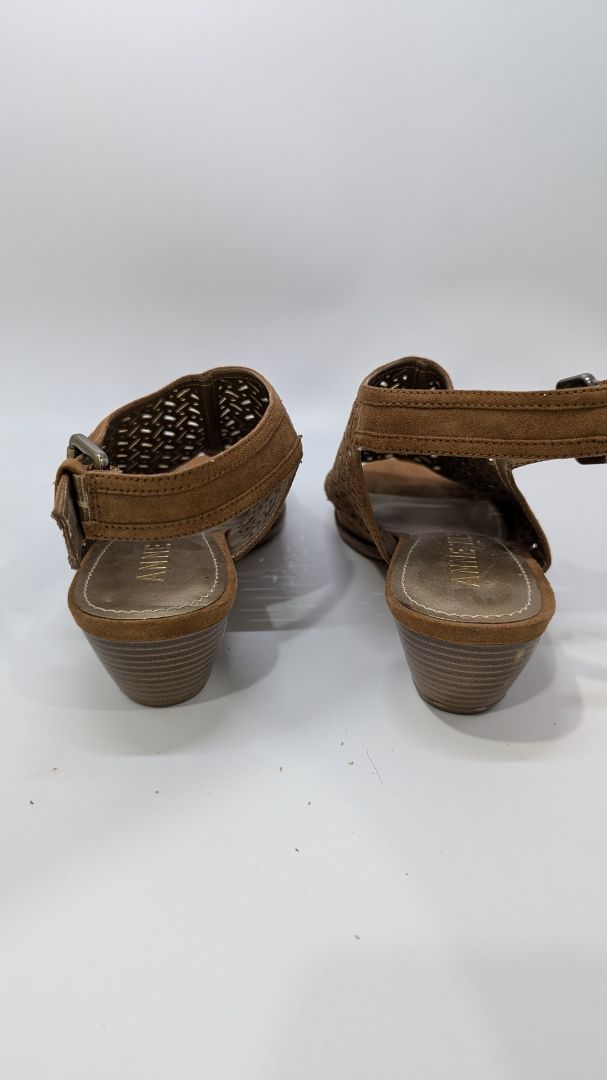 Anne Klein Tan Peep-Toe Heeled Sandals