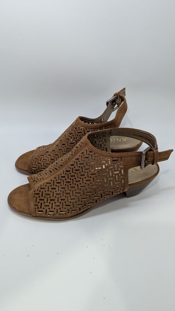 Anne Klein Tan Peep-Toe Heeled Sandals