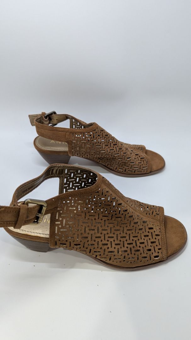 Anne Klein Tan Peep-Toe Heeled Sandals