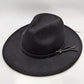 Black Wool Faux-Leather Cord Fedora Hat
