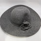 Grey 100% Wool Felt Wide-Brim Flower Hat