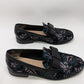 Stuart Weitzman Black Bowtie Embellished Floral Jacquard Loafers
