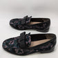 Stuart Weitzman Black Bowtie Embellished Floral Jacquard Loafers