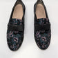 Stuart Weitzman Black Bowtie Embellished Floral Jacquard Loafers