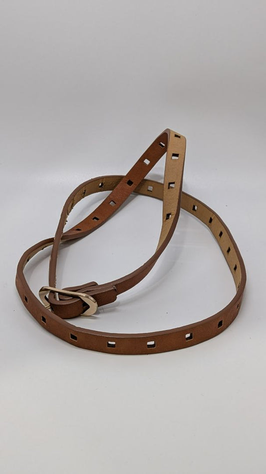 Brown Cutout Faux-Leather Belt