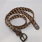 Brown/Tan Braided Faux-Leather Cord Belt
