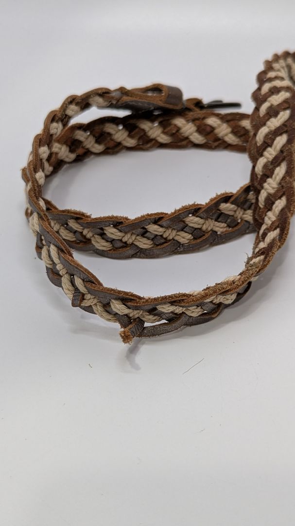 Brown/Tan Braided Faux-Leather Cord Belt