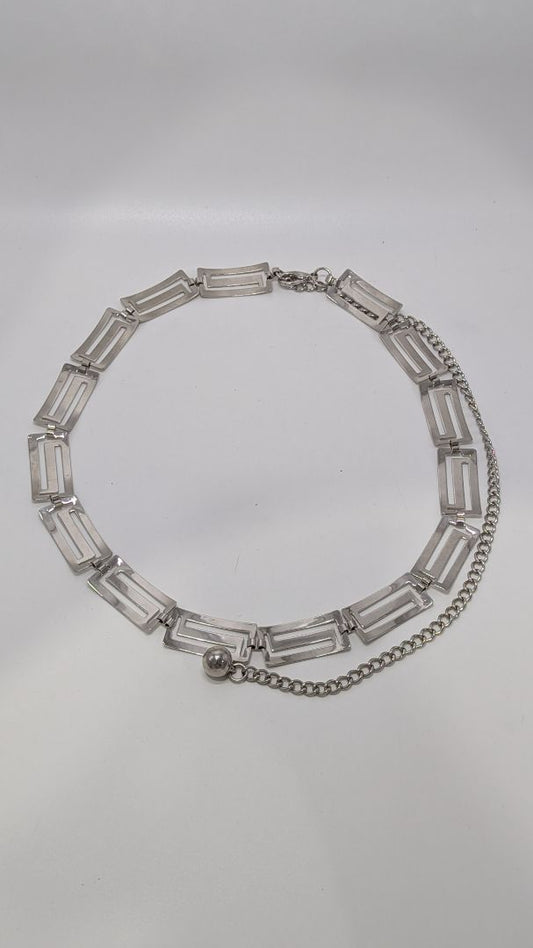 Silver Rectangle Chain Metal Belt