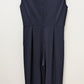 Calvin Klein Navy Sleeveless Faux-Wrap Jumpsuit