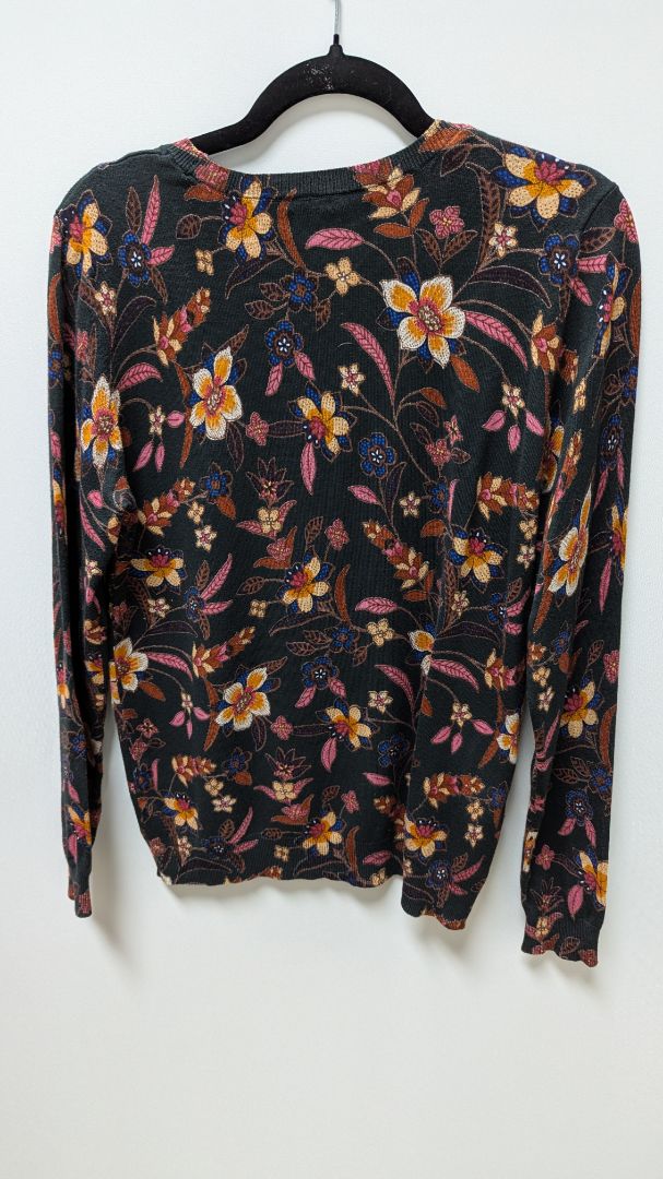 danielrainn Dark Grey/Orange Floral Crew Neck Sweater
