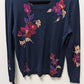 danielrainn Navy/Purple Floral Crew Neck Sweater