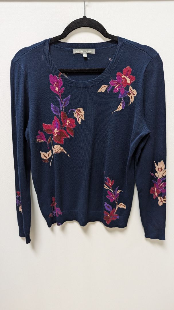 danielrainn Navy/Purple Floral Crew Neck Sweater