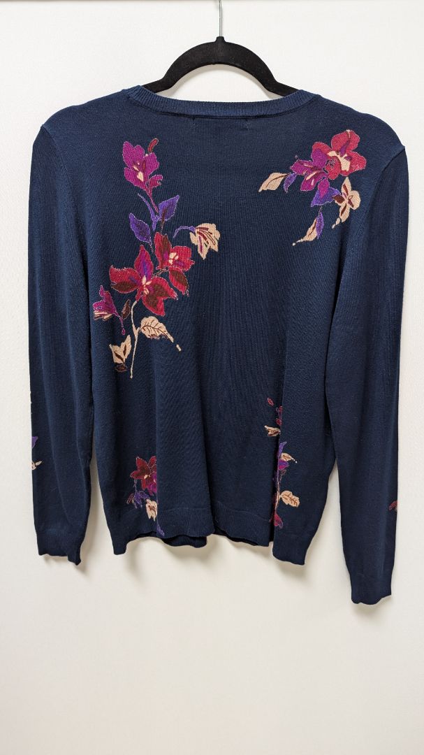 danielrainn Navy/Purple Floral Crew Neck Sweater