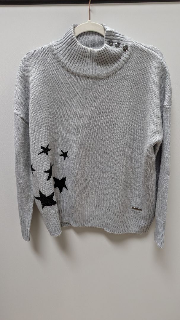 Jones New York Signature Grey Star Turtleneck Sweater