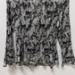 Style & Co Black/White Feather Print Pleated Blouse