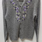 dressbarn Grey Silk & Rabbit Blend Embroidered Cardigan