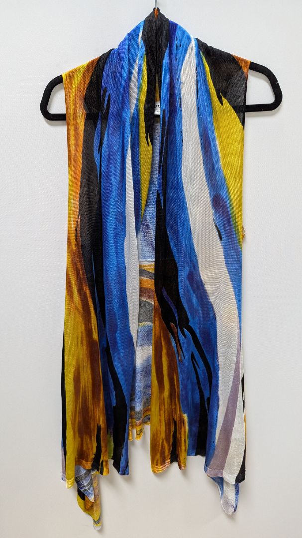 Paris Hues Blue/Yellow Striped Draped Vest