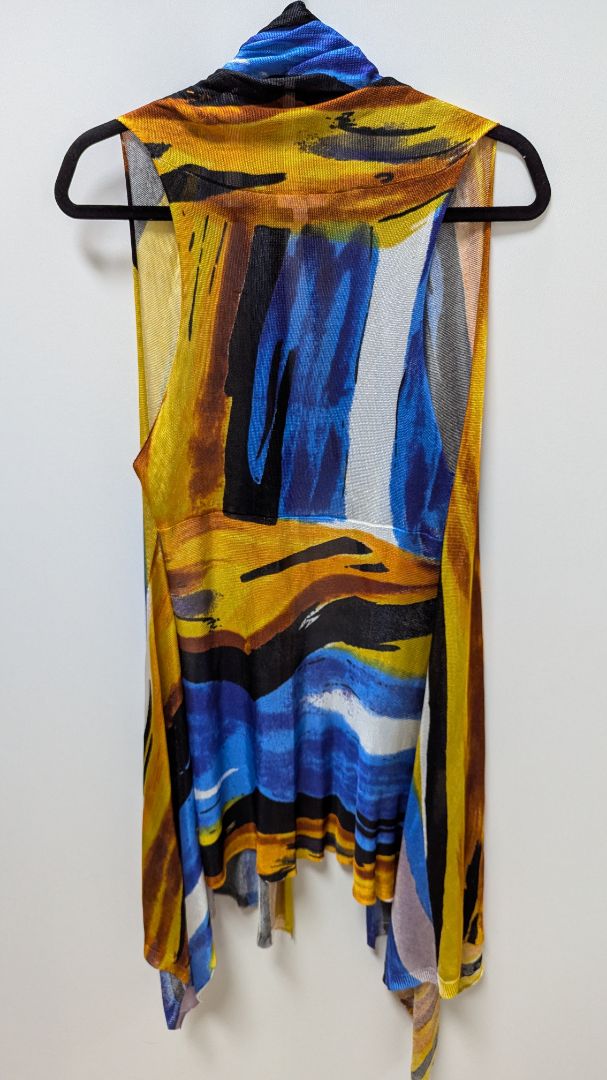 Paris Hues Blue/Yellow Striped Draped Vest