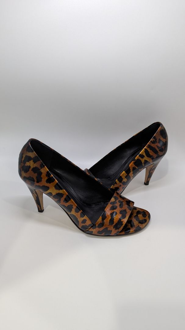 Antonio Melani Oriana Orange Animal Print Open-Toe Heels