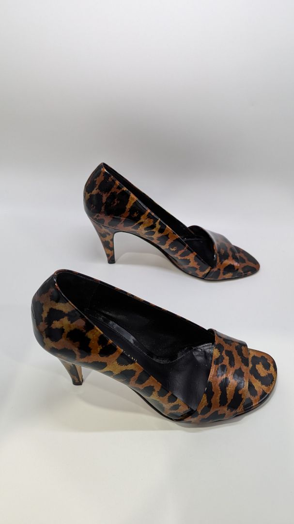 Antonio Melani Oriana Orange Animal Print Open-Toe Heels