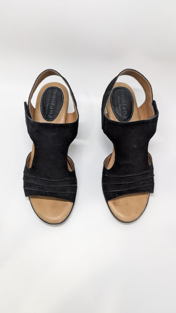 Montana Black Magnolia Strappy Block Heeled Sandals