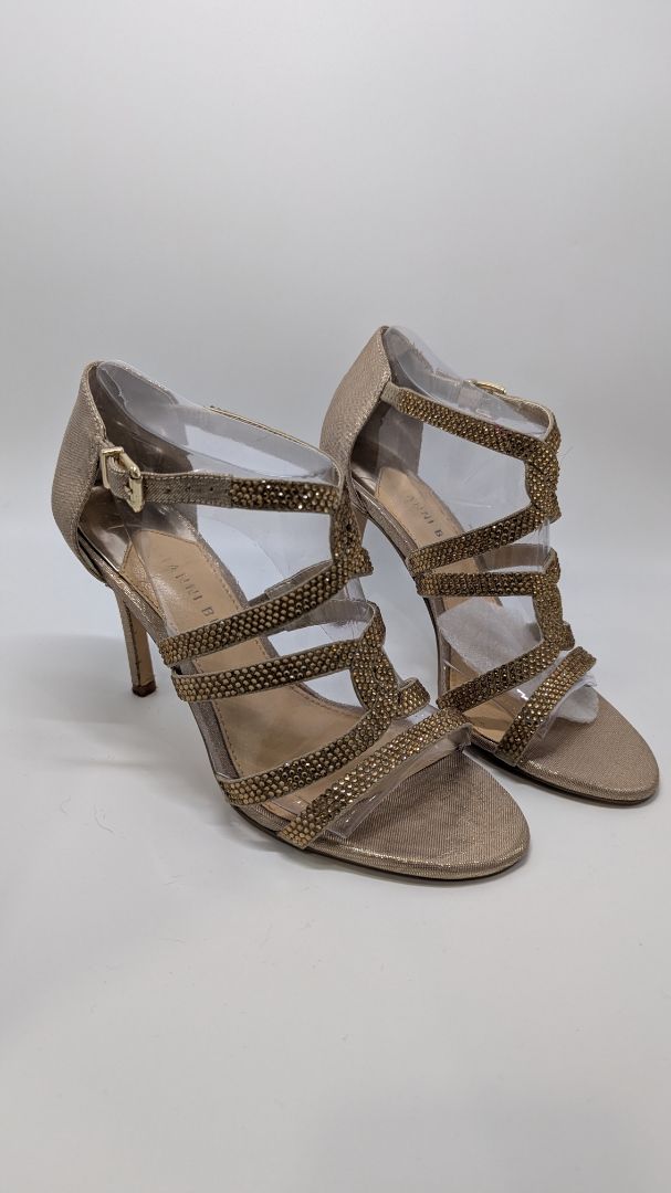 Gianni Bini Gold Sequined Fusion Strappy Heels
