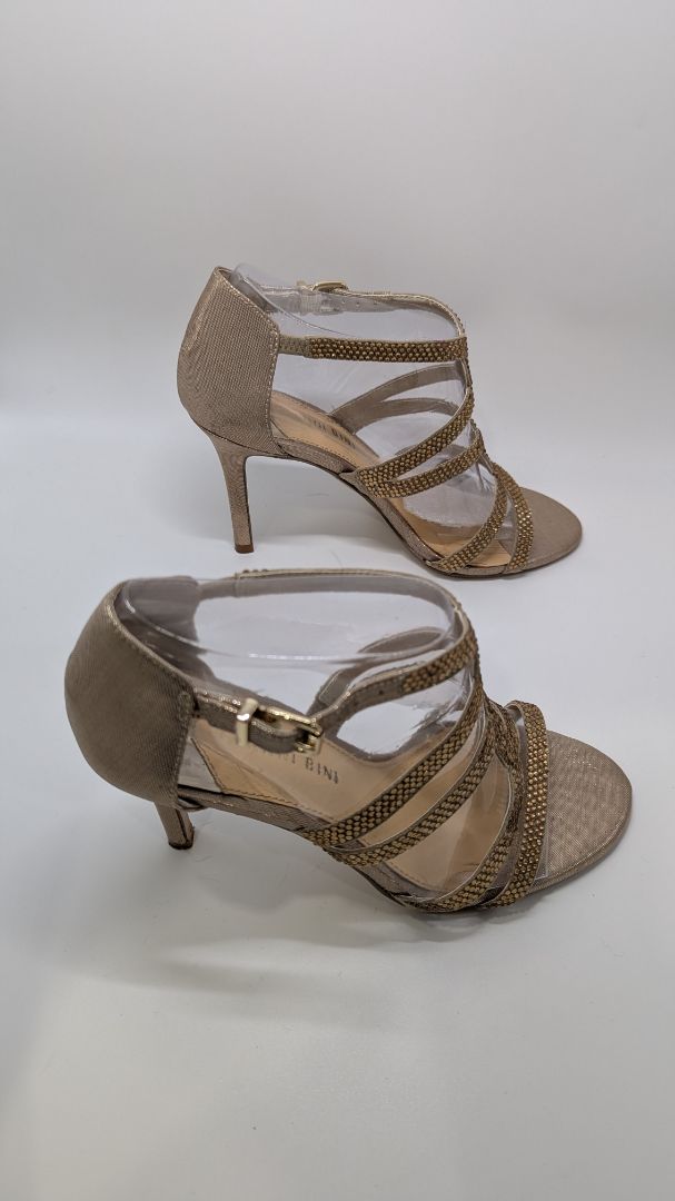 Gianni Bini Gold Sequined Fusion Strappy Heels