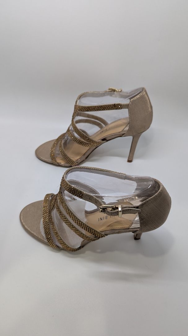 Gianni Bini Gold Sequined Fusion Strappy Heels