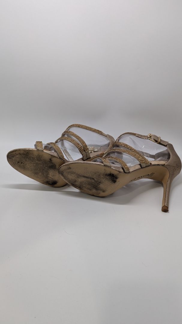 Gianni Bini Gold Sequined Fusion Strappy Heels