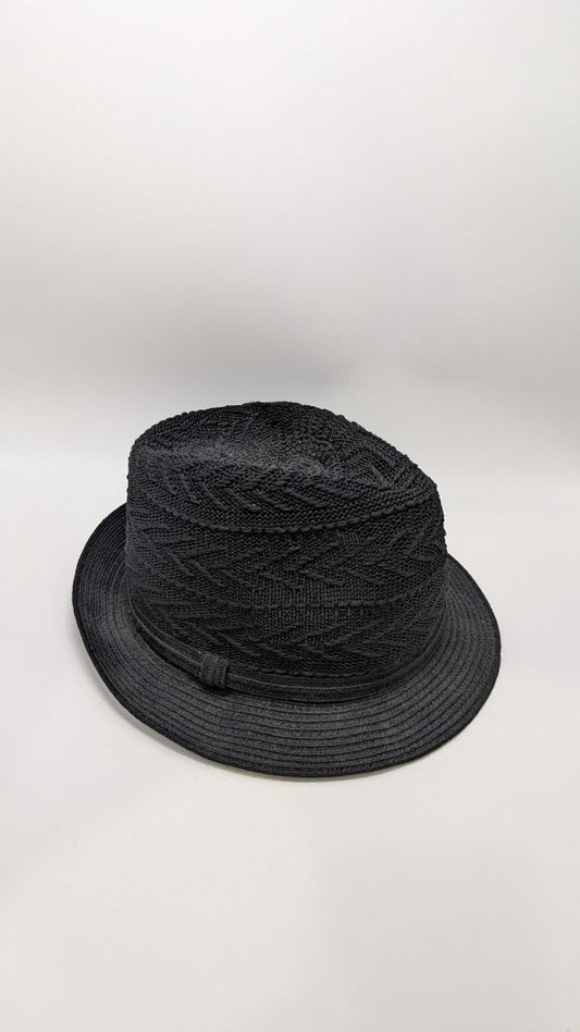 Black Sheer Knit Fedora Hat