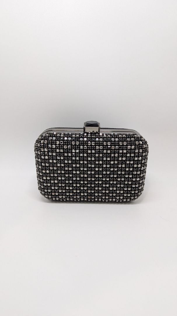 Black/Silver Rhinestone Crossbody Clutch Purse