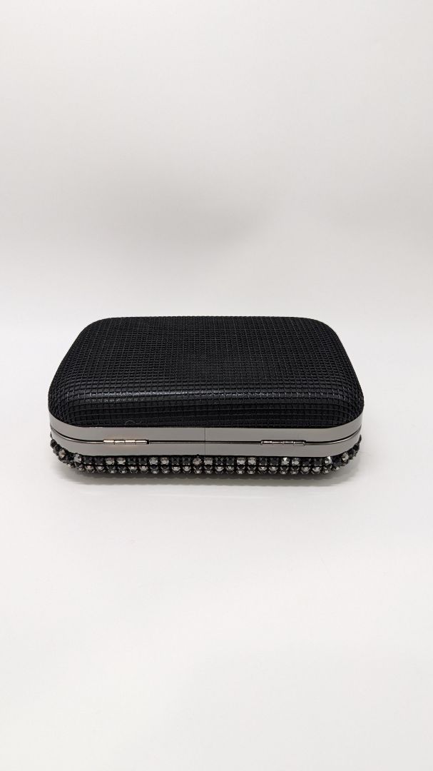 Black/Silver Rhinestone Crossbody Clutch Purse
