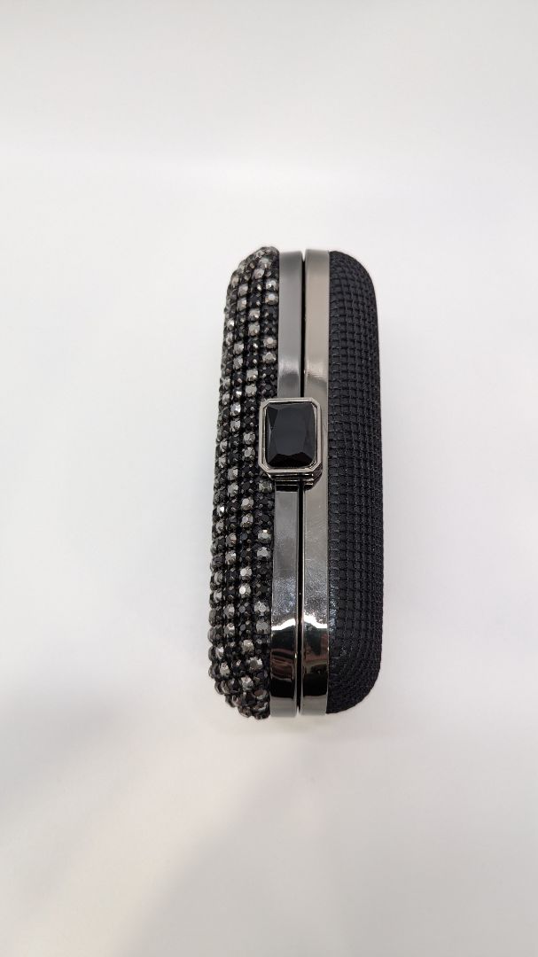 Black/Silver Rhinestone Crossbody Clutch Purse