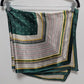 Green/White Mixed Print Square Scarf