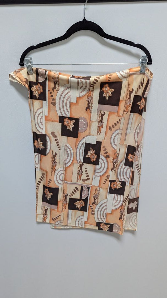 Brown/Orange Horses & Flowers Triangle Scarf