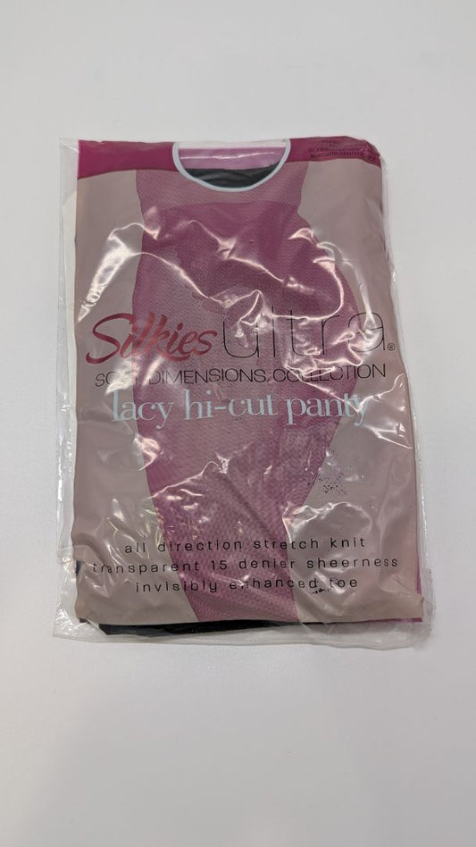 Silkies Jet Black Lacy Hi-Cut Pantyhose Tights