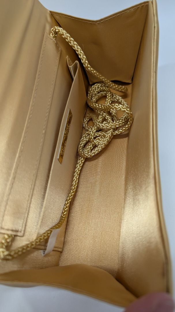 Valerie Stevens Gold Foldover Clutch Purse