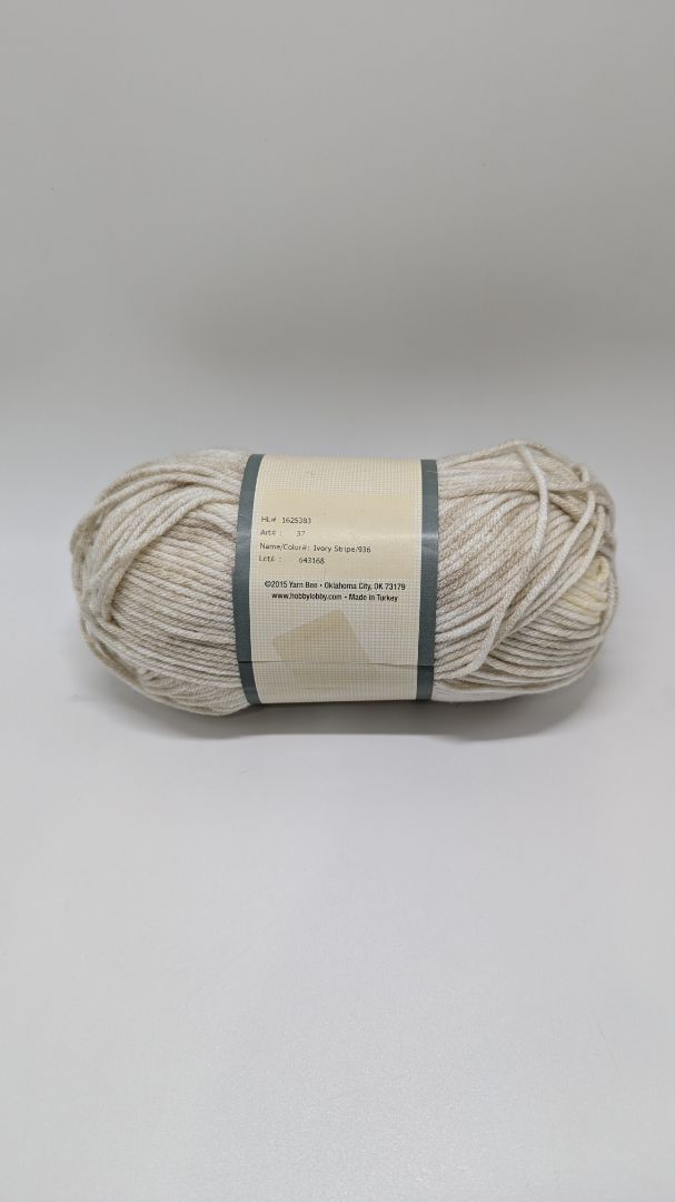 Yarn Bee Ivory Stripe Soft & Sleek Medium Yarn