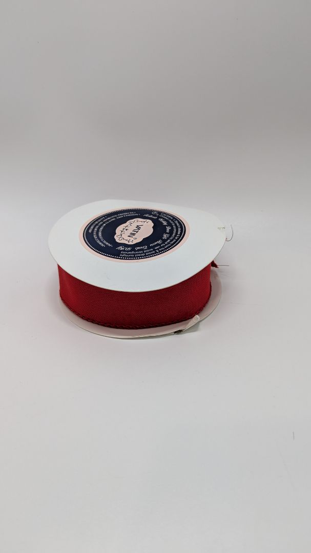 VATIN Red Linen Wired 1.5" Crafting Ribbon