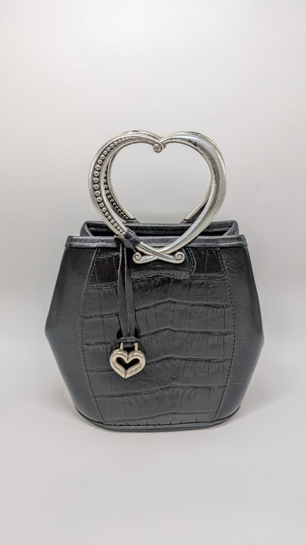 Brighton Black Corazon Mini-Tote Bag with Heart Handles
