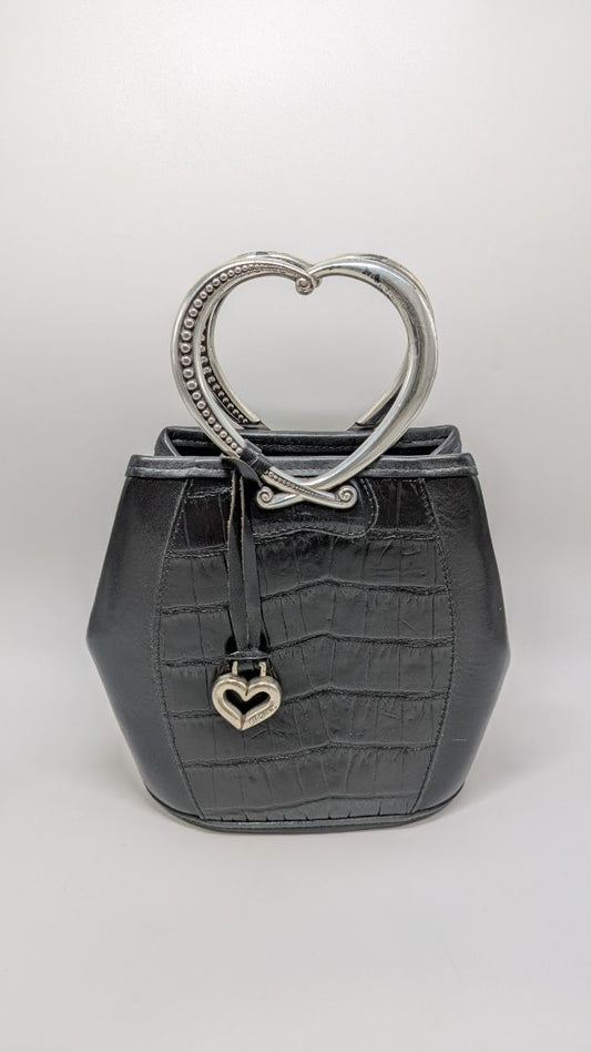 Brighton Black Corazon Mini-Tote Bag with Heart Handles
