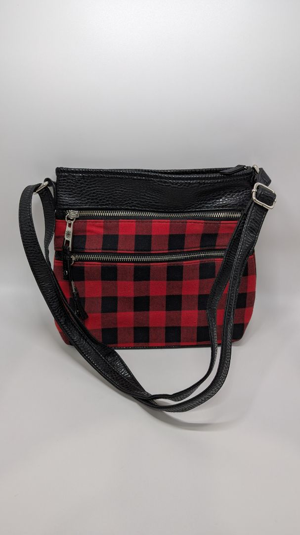 Red/Black Plaid Zippered Crossbody Purse