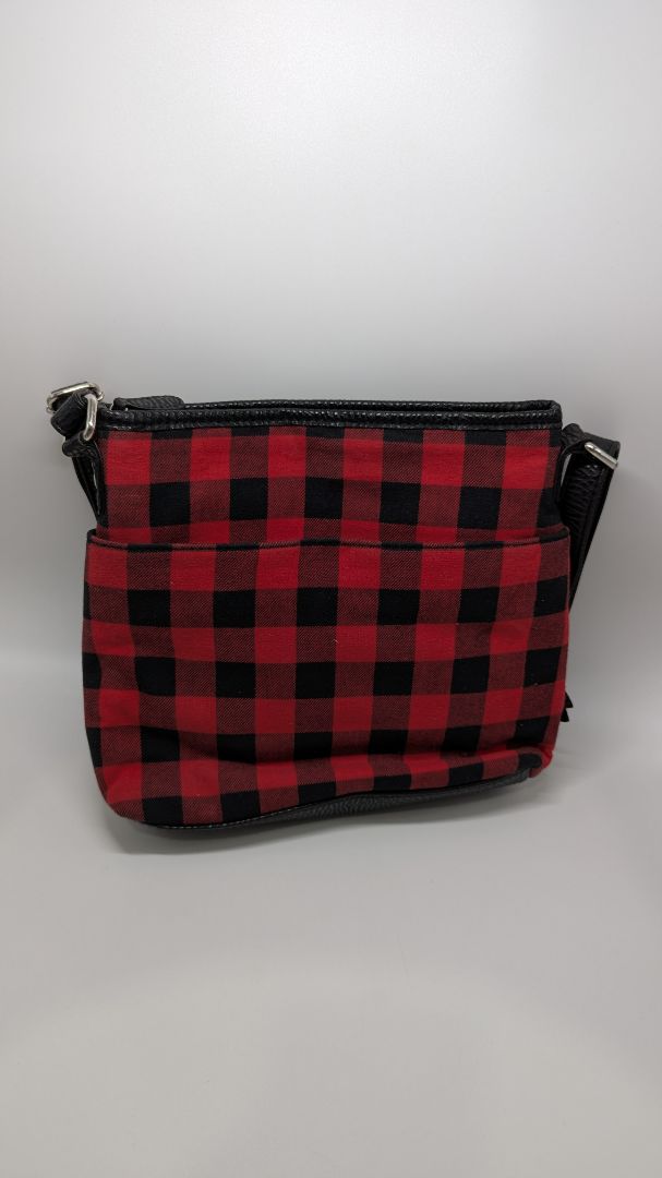 Red/Black Plaid Zippered Crossbody Purse