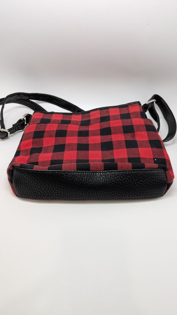 Red/Black Plaid Zippered Crossbody Purse